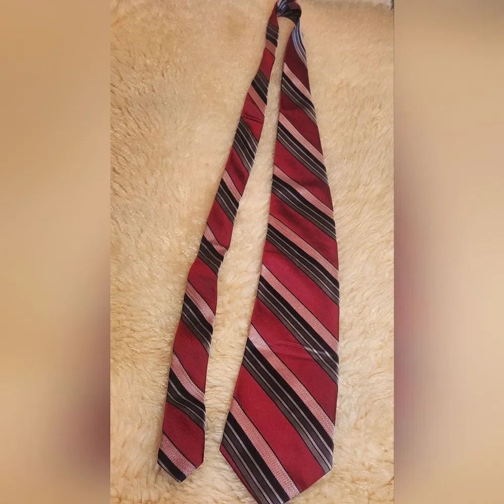 Siena Collezione Burgundy Gray Black 100% SILK Handmade Men's Neck Tie 58"×4"